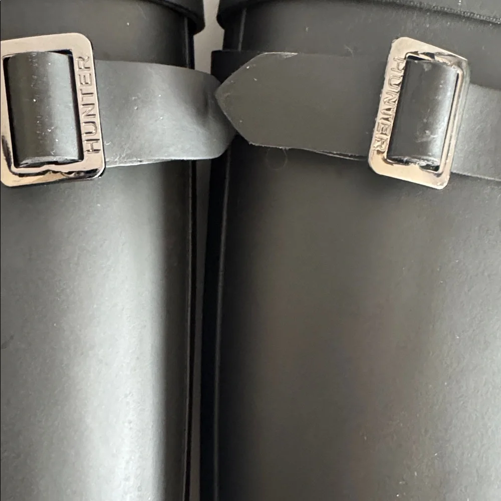 Hunter Womens Original Black Refined Back Strap Tall Rain Boots size 7 - Picture 10 of 12